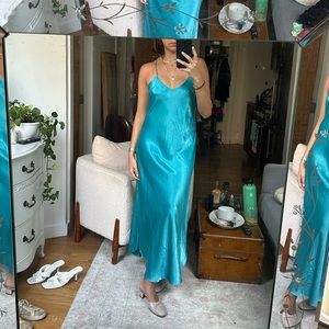 Vintage Blue Satin Slip Dress